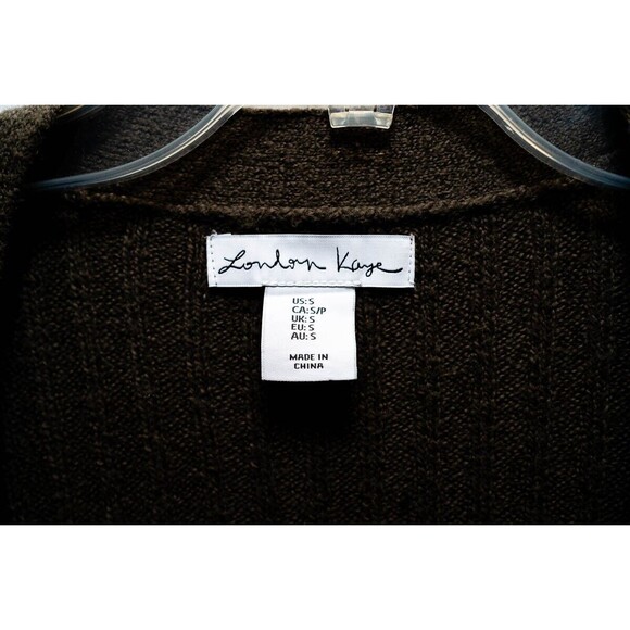 London Kaye Brown Duster Cardigan Stretch Knit Sweater with Pockets Women's Sz S - Picture 2 of 5